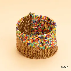 دستبند باز رنگی هندی منجوق