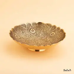 شیرینی خوری برنجی میناکاری مدل کنگره سایز 2