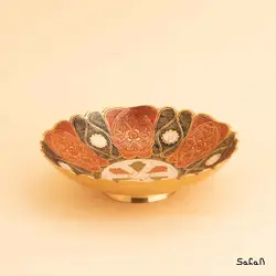 شیرینی خوری برنجی میناکاری مدل کنگره سایز 2