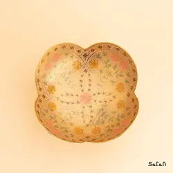 آجیل خوری برنجی میناکاری مدل چهار پر رز سایز 2