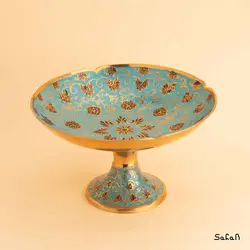 میوه خوری پایه دار برنجی میناکاری مدل سوسن