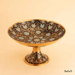 میوه خوری پایه دار برنجی میناکاری مدل سوسن