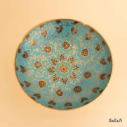 میوه خوری پایه دار برنجی میناکاری مدل سوسن