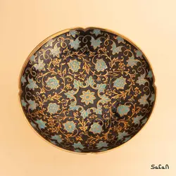 میوه خوری پایه دار برنجی میناکاری مدل سوسن