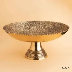 میوه خوری پایه دار برنجی طلایی مدل دیکشا طرح 3