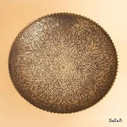 میوه خوری پایه دار برنجی طلایی مدل دیکشا طرح 3