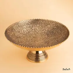 میوه خوری پایه دار برنجی طلایی مدل دیکشا طرح 3