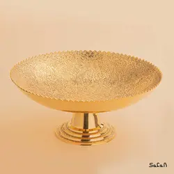 میوه خوری پایه دار برنجی طلایی مدل دیکشا طرح 3