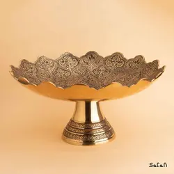 میوه خوری پایه دار برنجی طلایی مدل دیکشا طرح 2