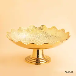 میوه خوری پایه دار برنجی طلایی مدل دیکشا طرح 2