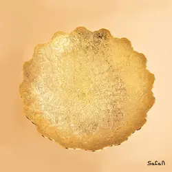 میوه خوری پایه دار برنجی طلایی مدل دیکشا طرح 2