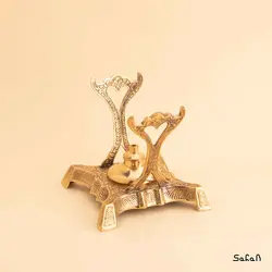 قوری وارمردار برنجی طلایی طرح طاووس سایز 2