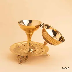 اسپند دودکن برنجی طلایی سه پایه مدل آمبوس