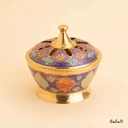 قندان برنجی میناکاری مدل لوتوس سایز بزرگ
