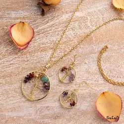 نیم ست گردنبند گوشواره برنجی بلوط طلایی