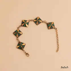 دستبند نپالی کوچک لوزی سبز