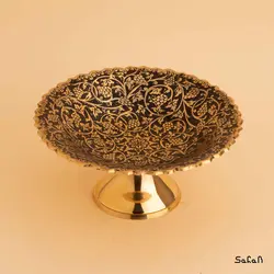شیرینی خوری برنجی طلایی پایه دار مدل انگوری