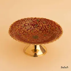 شیرینی خوری برنجی طلایی پایه دار مدل انگوری