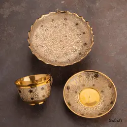 ست چای خوری برنجی میناکاری کد 043 طرح تاج