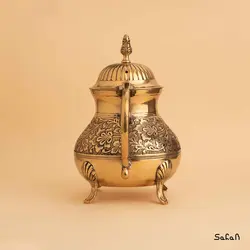 قوری پایه دار برنجی طلایی مدل انگلیش