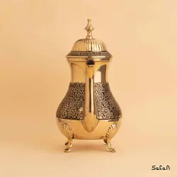 قوری برنجی میناکاری پایه دار طرح تاج مدل آمبوس