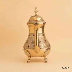 قوری برنجی میناکاری پایه دار طرح تاج مدل آمبوس