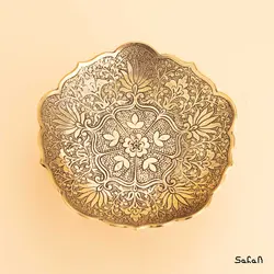 شیرینی خوری برنجی طلایی پایه دار مدل فلور