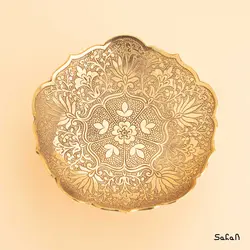 شیرینی خوری برنجی طلایی پایه دار مدل فلور