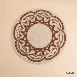 رومیزی منجوق دوزی کرم مدل 5