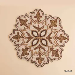 رومیزی منجوق دوزی کرم مدل ستاره