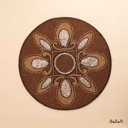 رومیزی منجوق دوزی قهوه ای مدل 1