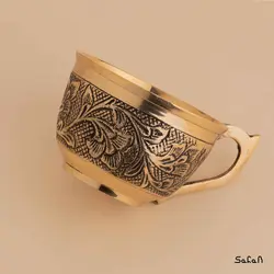 فنجان و نعلبکی برنجی طلایی مدل لیلیوم
