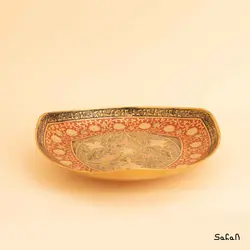 شیرینی خوری برنجی میناکاری مدل مثلث زنبق سایز 3