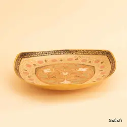 شیرینی خوری برنجی میناکاری مدل مثلث زنبق سایز 3