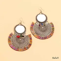 گوشواره هندی منگوله هندی لوستری ایینه ایی نخی