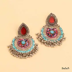 گوشواره لوستری دوطبقه منگوله دار هندی