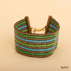 دستبند مهره ایی منجوق پهن