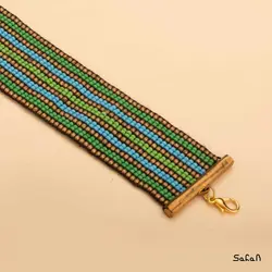 دستبند مهره ایی منجوق پهن