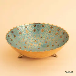آجیل خوری سه پایه برنجی میناکاری طرح تاج