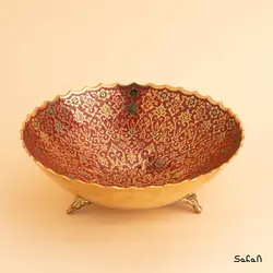 آجیل خوری سه پایه برنجی میناکاری طرح تاج