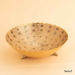 آجیل خوری سه پایه برنجی میناکاری طرح تاج