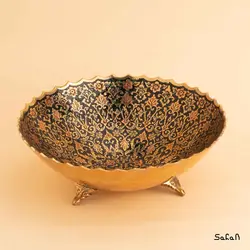 آجیل خوری سه پایه برنجی میناکاری طرح تاج
