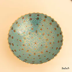 آجیل خوری سه پایه برنجی میناکاری طرح تاج