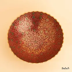 آجیل خوری سه پایه برنجی میناکاری طرح تاج