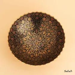 آجیل خوری سه پایه برنجی میناکاری طرح تاج