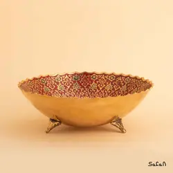 آجیل خوری سه پایه برنجی میناکاری طرح تاج