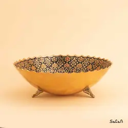 آجیل خوری سه پایه برنجی میناکاری طرح تاج