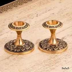 شمعدان برنجی طلایی مدل شقایق جفت