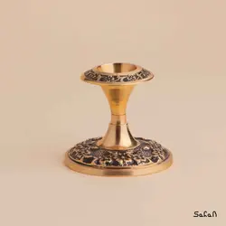 شمعدان برنجی طلایی مدل شقایق جفت