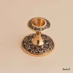 شمعدان برنجی طلایی مدل شقایق جفت